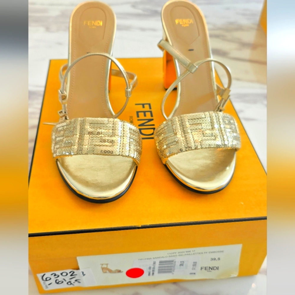 Fendi Gold Sequin Heels